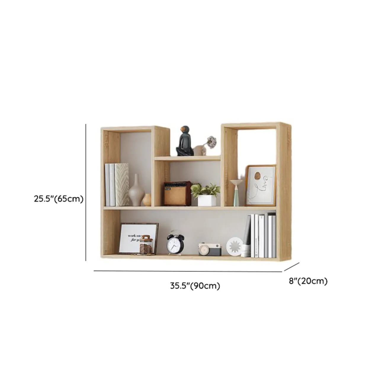 Modern Wooden 3-Tier Open Back Wall-Mounted Bookcase