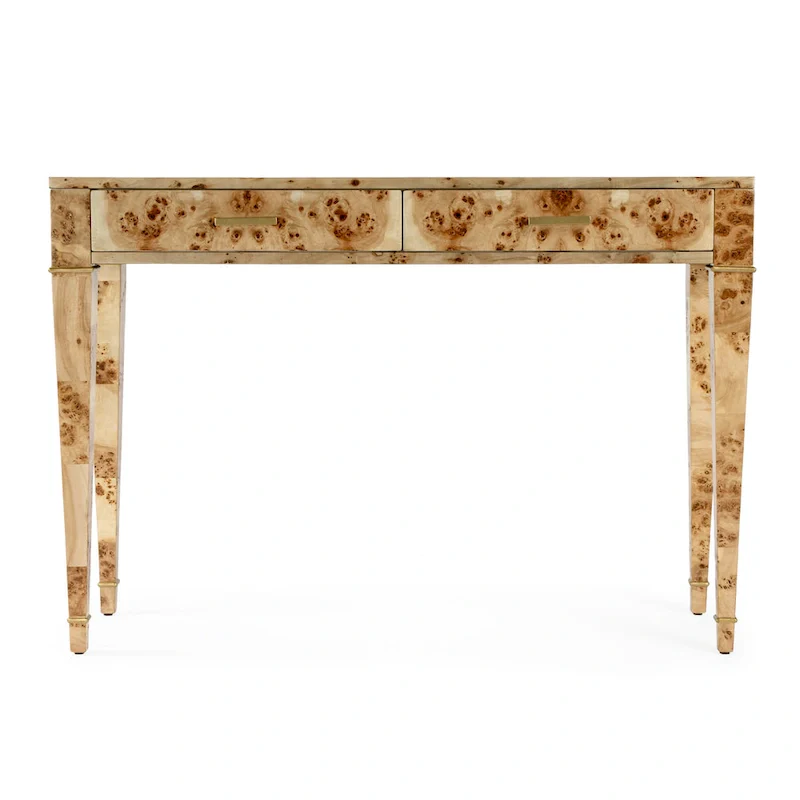 2 Drawer 46  Burl Wood Console Table