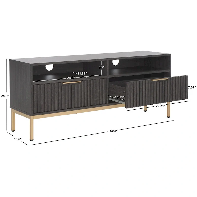 Alyse 2-Drawer 2-Shelf Entertainment Media Stand (Fits Up To 65  Flatscreen TV) - 60.4 In. x 15.6 In. x 24.8 In.