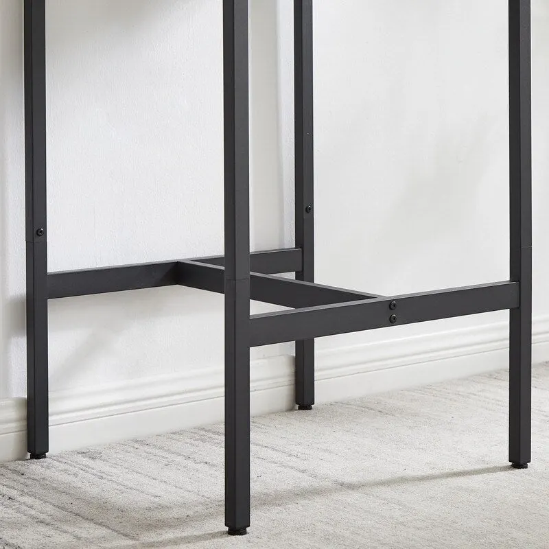 Eureka Industrial Bar Table Set, 3-Piece Dining Table and PU Upholstered Stools Set, Small Counter Height Pub Bistro Table Set