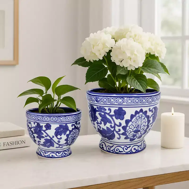 Decorative Home Decor Planters and Flower Pots - Designed for Indoor Plants, Outdoor Planters, and Modern Plant Pots - Set of 2