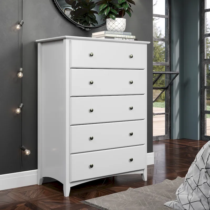 Shaker Style 5-Drawer Chest – Cherry / White, Solid Pine Wood