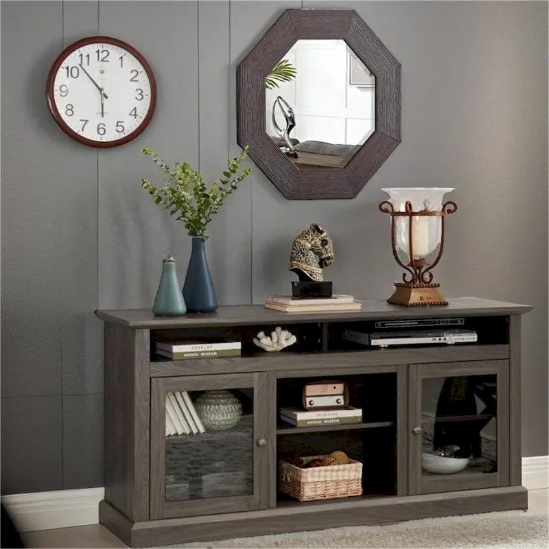 60  Wood TV Stand with Storage Space and Cable Management Cutouts