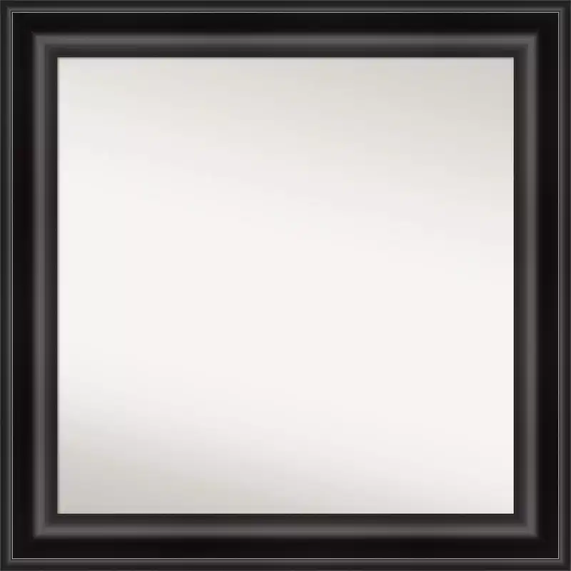 32" x 32" Non-Beveled Grand Black Wall Mirror - Amanti Art