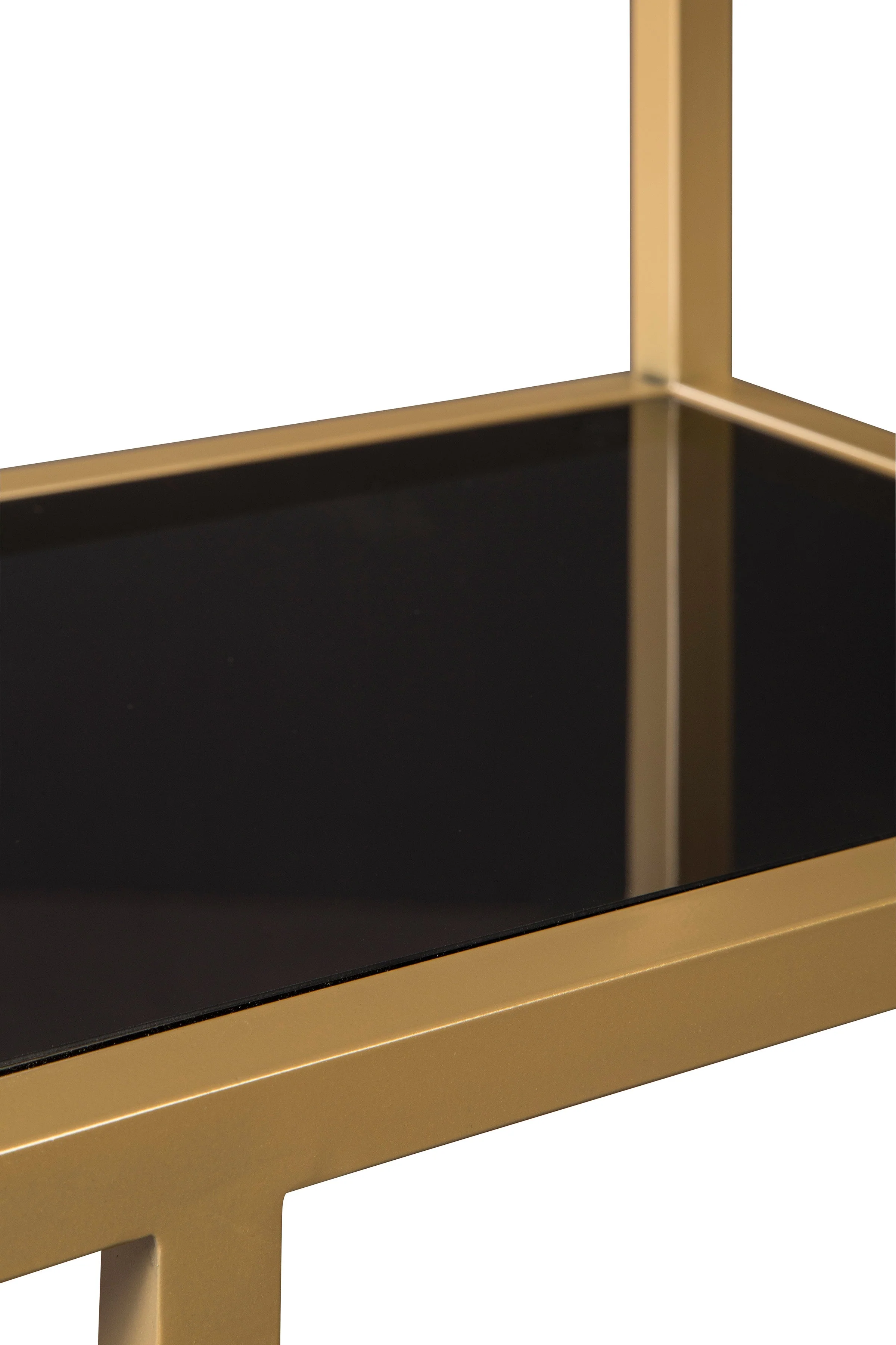 Gold Metal Bookcase with Grey Tinted Glass Shelves