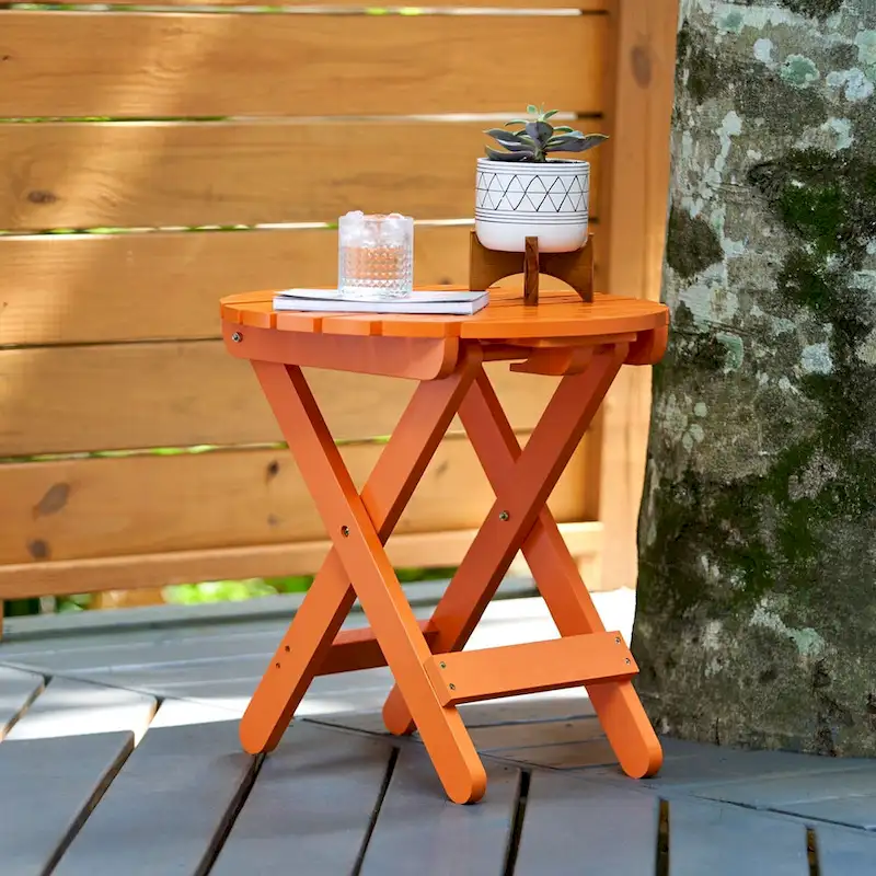 Remedy 19 Assembled Cedar Wood Round Collapsible Folding Table