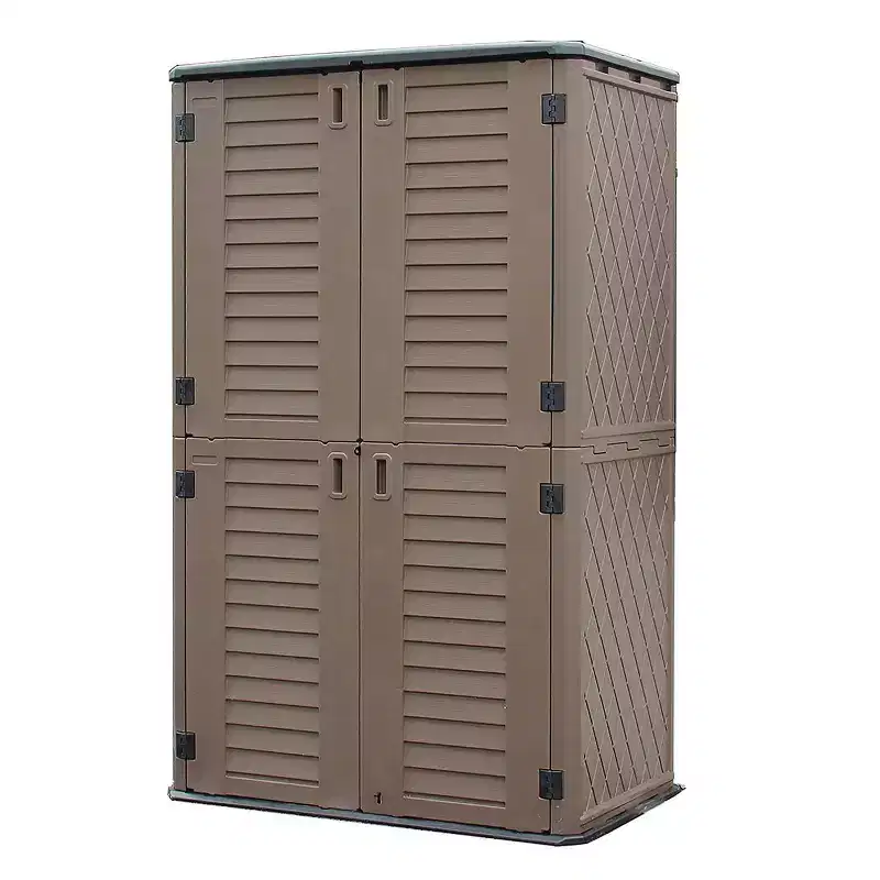 WELLFOR 380 gal Vertical Cabinet Deck Box Brown