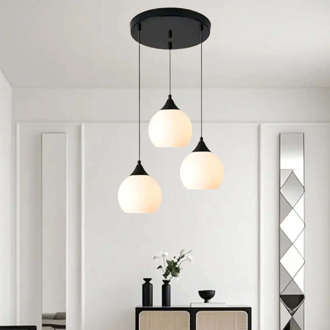 Modern 3-Light Cluster Pendant Light with  Glass for Dining Room