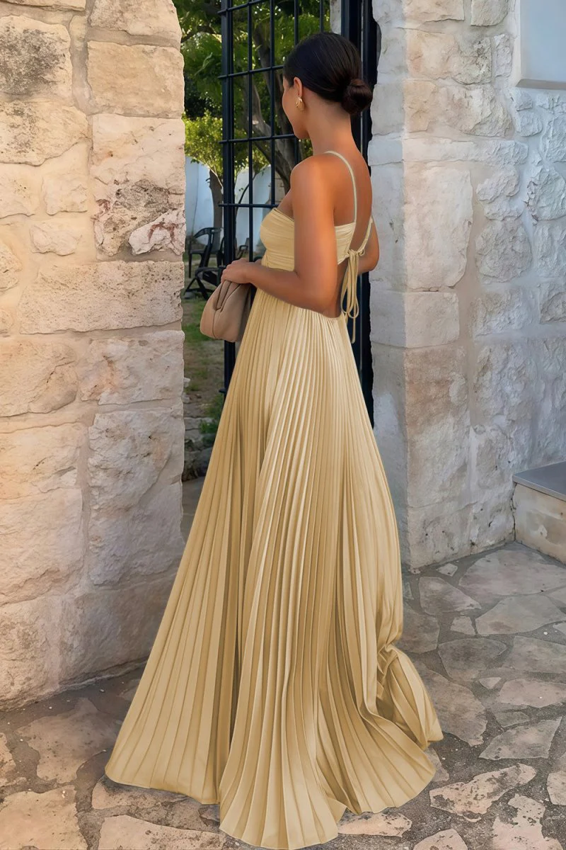 Sky Blue Halter Pleated Satin A Line Prom Dresses With Cutout