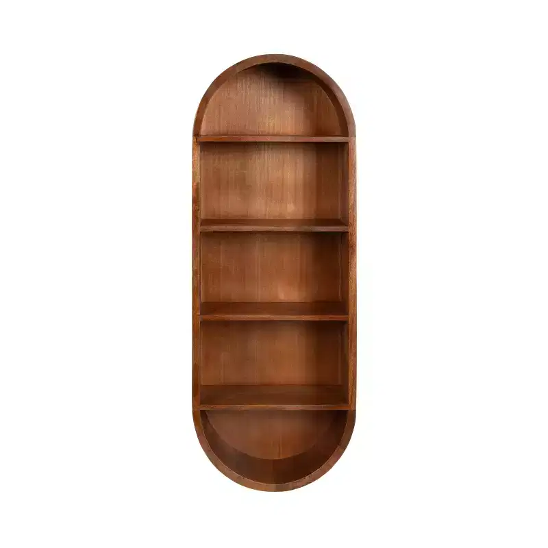 Kate and Laurel Hutton Wood Capsule Wall Shelf, Walnut Brown, 13x33