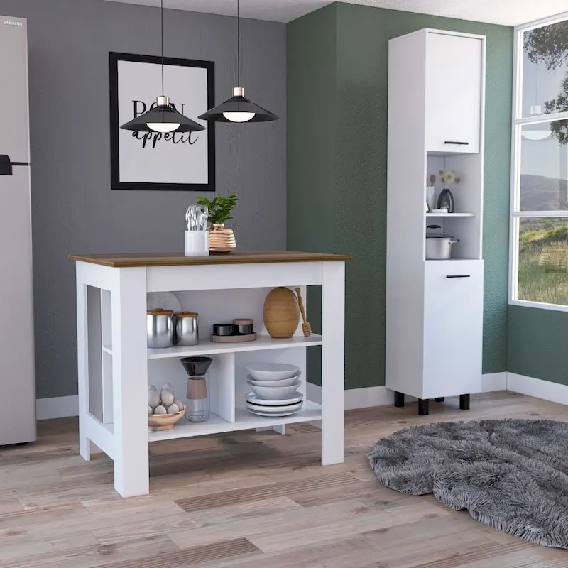 TUHOME Houston 2-Piece Kitchen Set with Kitchen Island and Kitchen Pantry - N/A