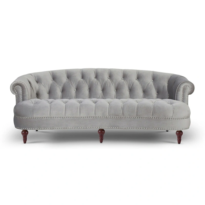 La Rosa 84 Mid-Century Modern Velvet Upholstered Chesterfield Tufted Sofa