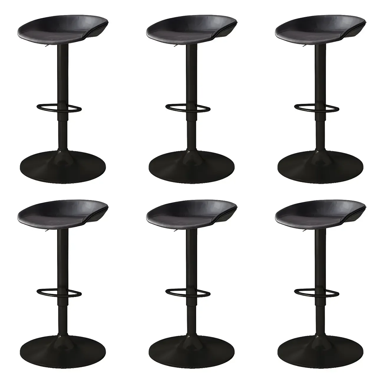 Modern Leather Black Pedestal Swivel Adjustable Bar Stool