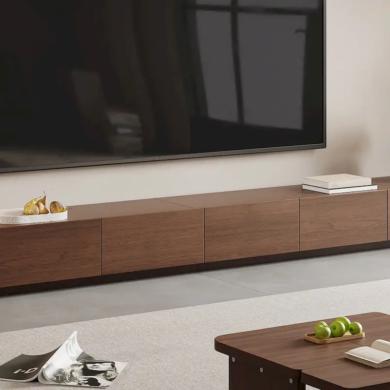 Mid-Century ModernTV Stands,4-6 Drawers, Solid Wood Brown Media Console