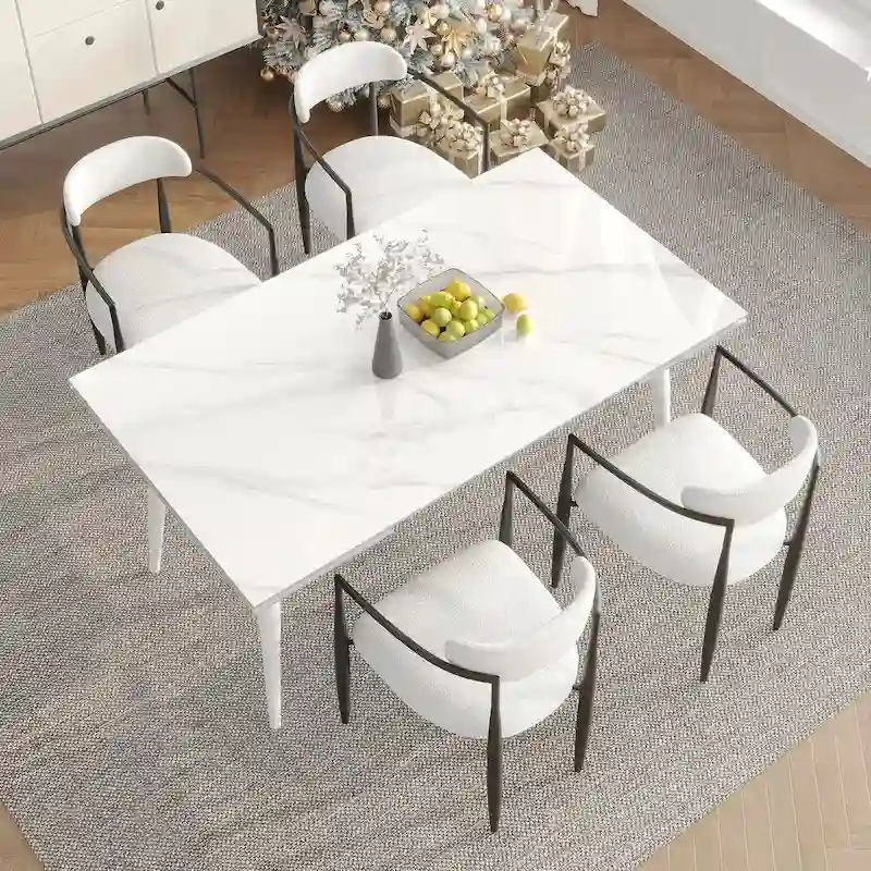 94.48 Rectangular Extendable Sintered Stone Dining Table