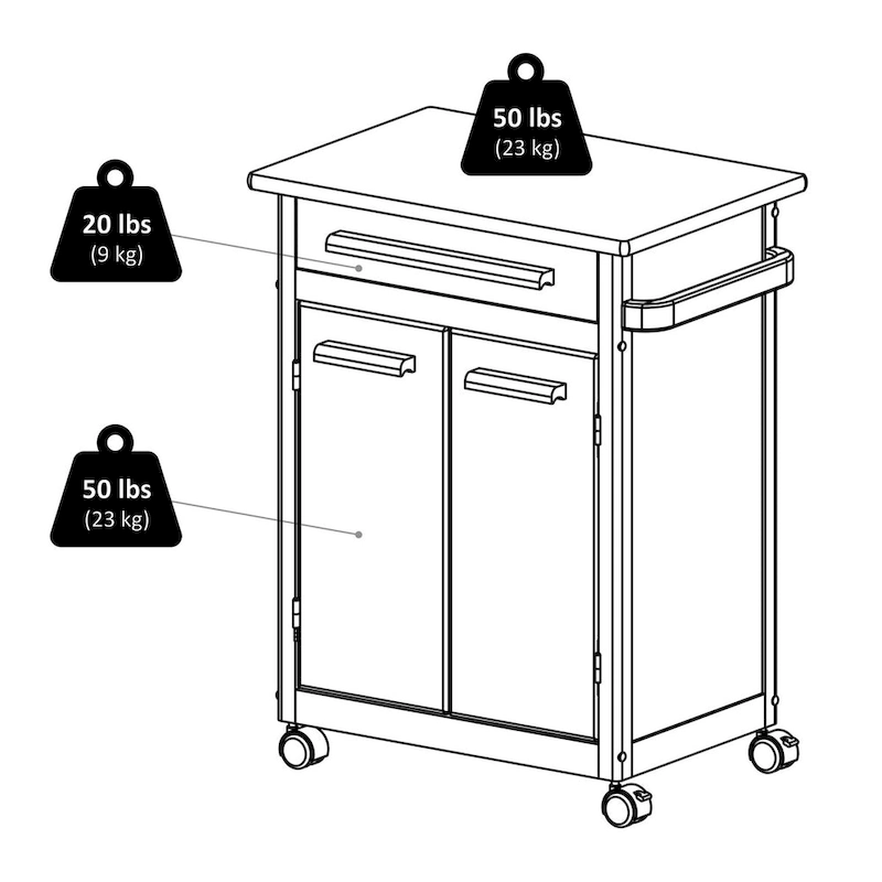 Hackett Kitchen Cart, Natural - 26.9 x 18.2 x 34.3 inches