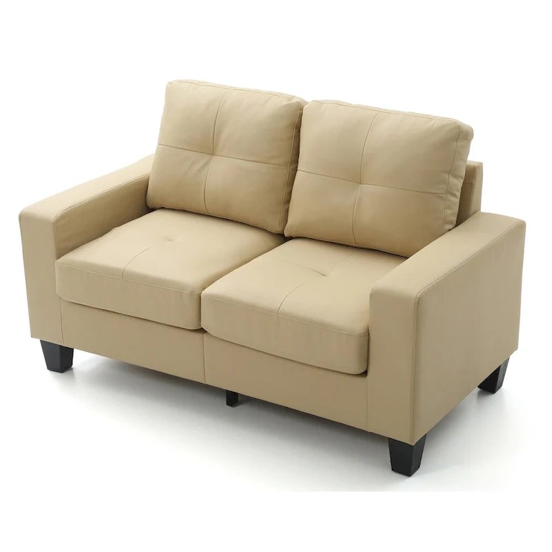 Newbury 58 in. W Flared Arm Faux Leather Straight Sofa - 32L x 58W x 36H