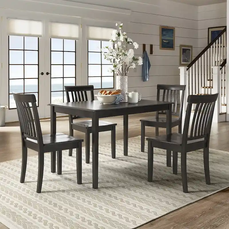 Wilmington II 48-Inch Rectangular Antique Black 5-Piece Dining Set by iNSPIRE Q Classic