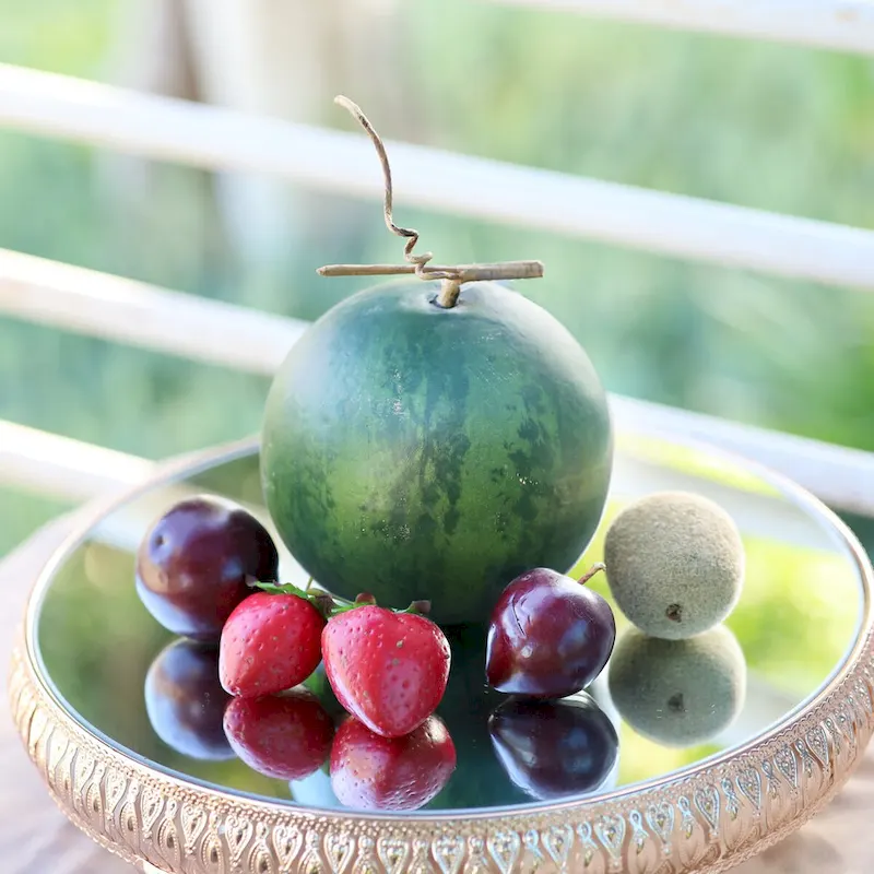 Set of 2 Artificial Watermelon with Vine Prop Fruit Decor Accent Piece 5.5in - 5.5  L x 5.5  D