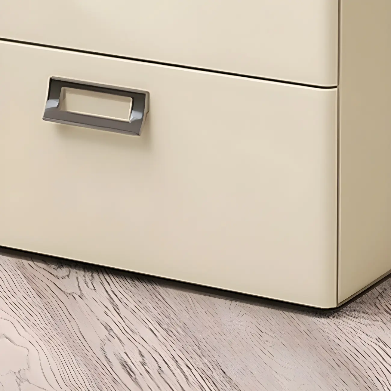 Modern Faux Leather 2 Drawers Nightstand with Stone Top