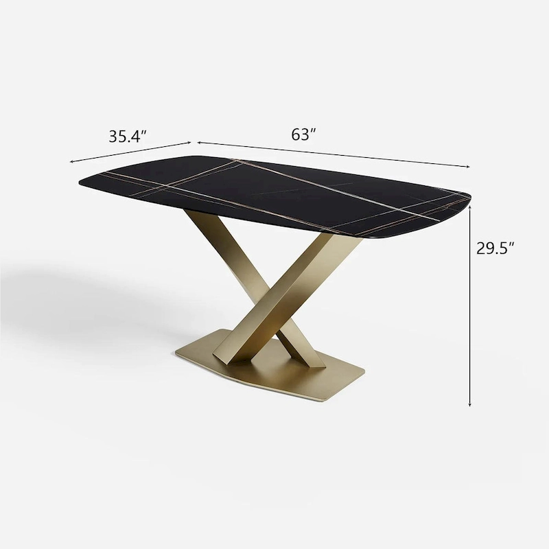 Modern Black Marble Dining Table Rectangular Table