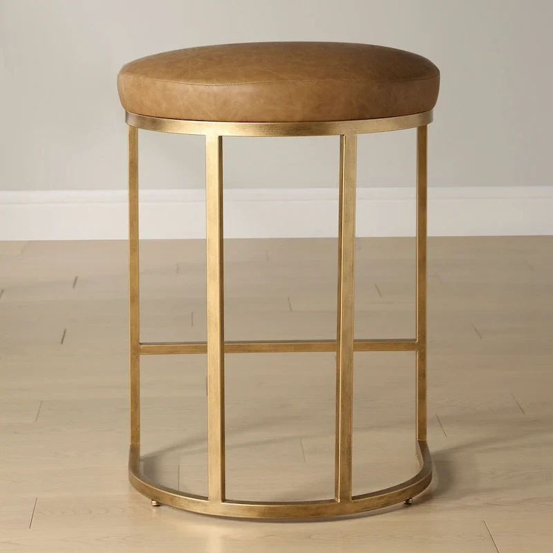 Counter Stool - Gold & Camel - Half-Moon Base