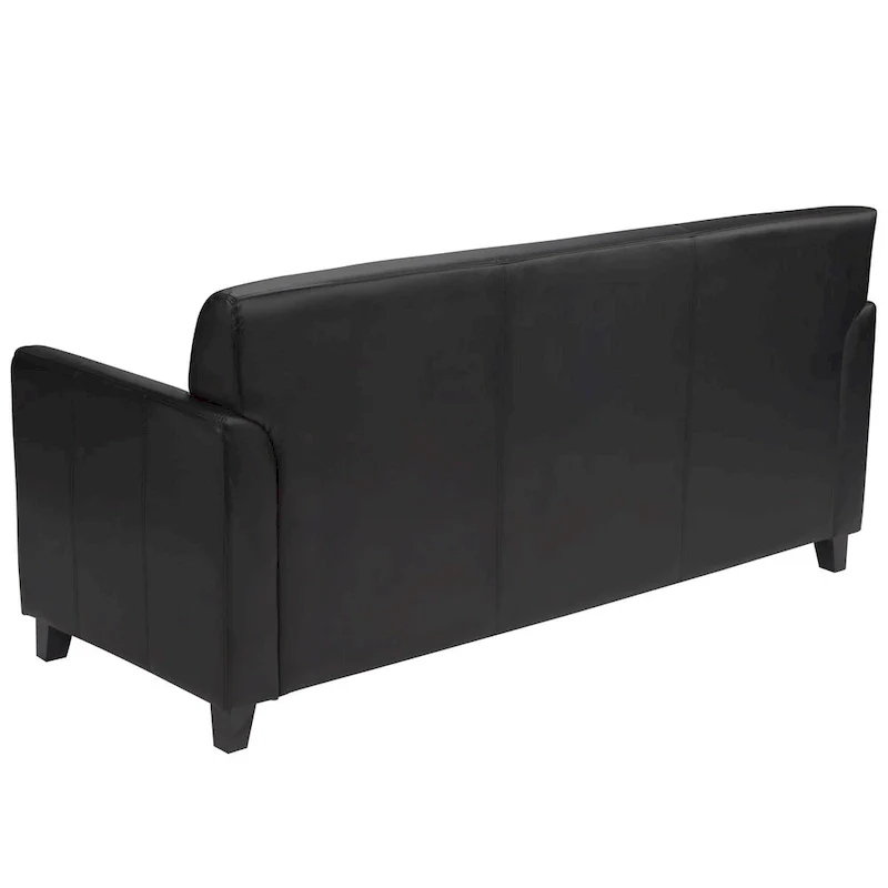 Modern Black Leather Loveseat