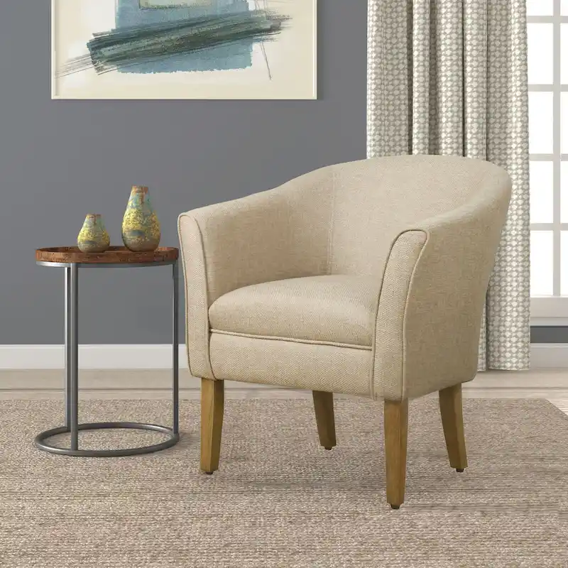 Upholstered Barrel Accent Chair, Multi-Color, Single Seat