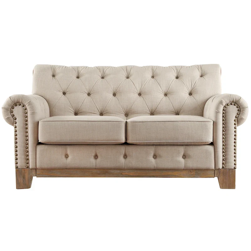 Greenwich Tufted Rolled Arm Nailhead Chesterfield Loveseat by iNSPIRE Q Artisan