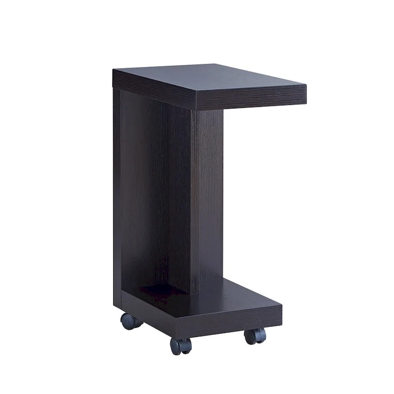 Modern Mobile 18-Inch Side Table with Locking Caster Wheels & Bottom Shelf