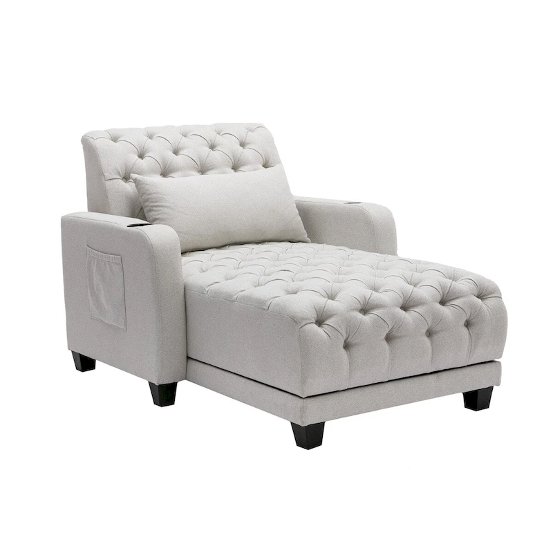 Clihome Tufted Reclining Chaise Lounge