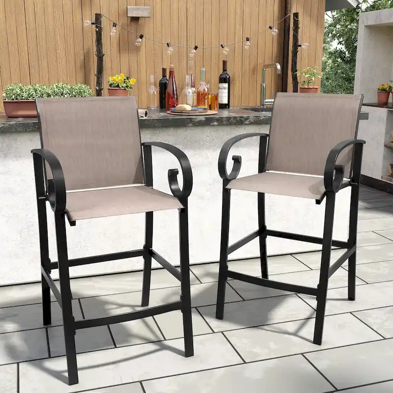 Outdoor Bar Stools Patio Barstools All-Weather Bar Chairs Aluminum Sunbrella Sling