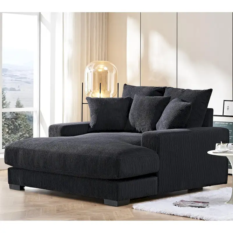 Corduroy Upholstered Chaise Lounge Living Room Chair