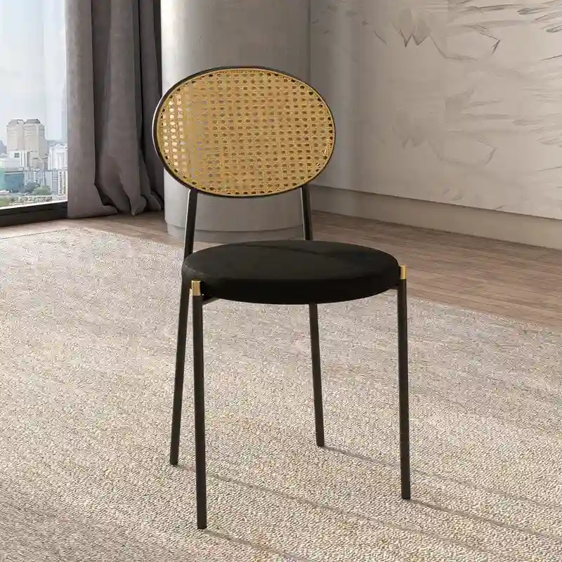 Modern Dining Chair with Velvet Seat and Wicker Back