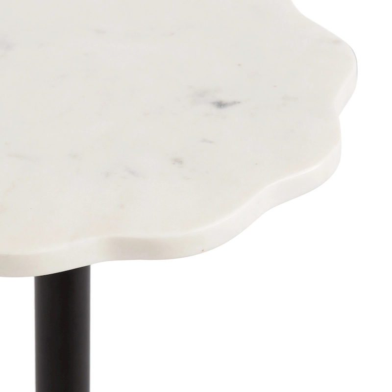 Kate and Laurel Sanzo Scalloped Marble and Metal Drink Table