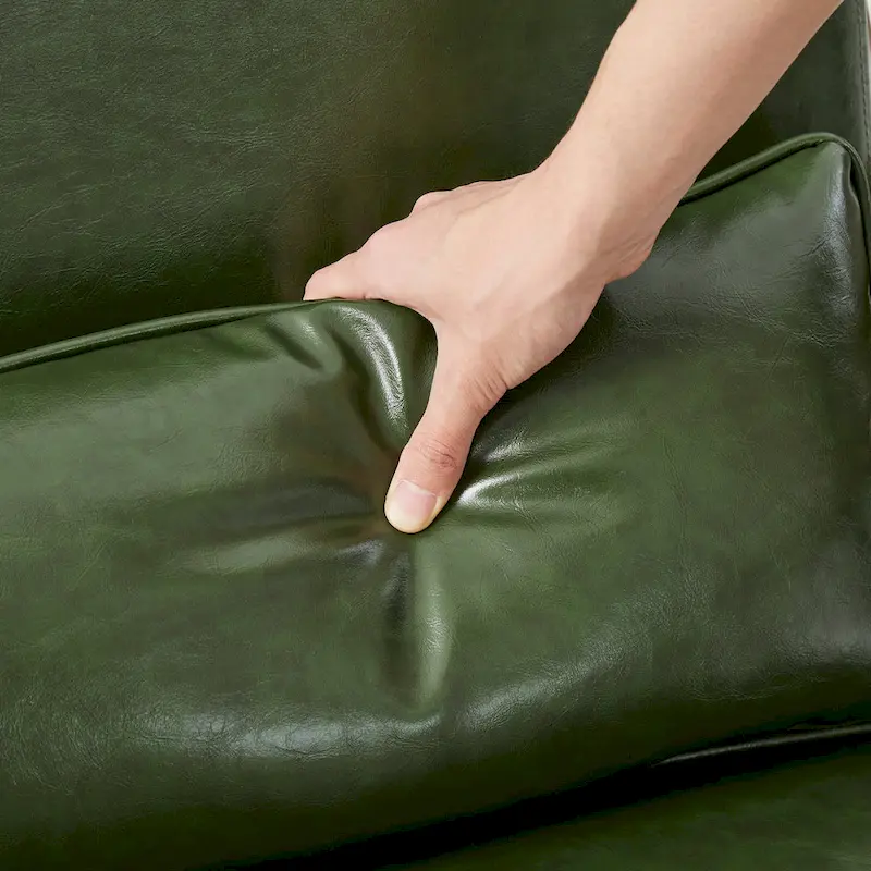 Glitzhome 30.75 H Mid-Century PU Leather Armchair with Ottoman Set