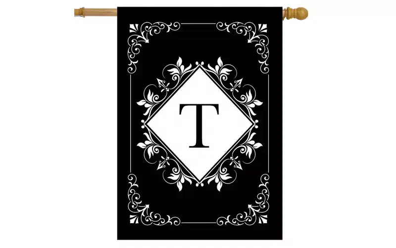 Briarwood Lane Double Sided House Flag 40x28 For Outdoor Black and White Monogram T House Flag