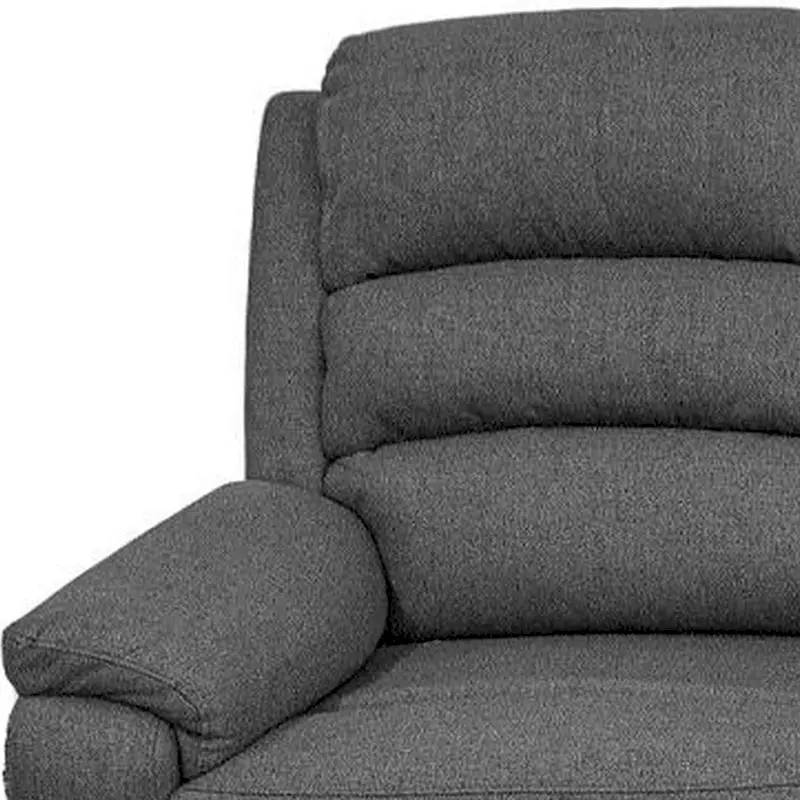74 Inch Manual Recliner Sofa, 3 Seater, Gray Burlap Upholstery, Wood Frame