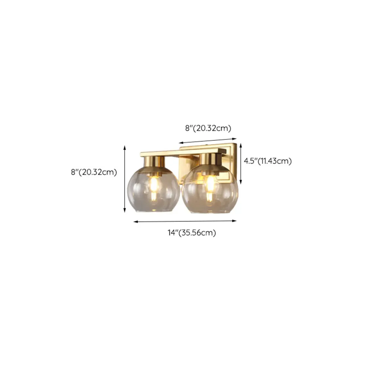 Classic Brass Vanity Lights with Transparent Ball Shade