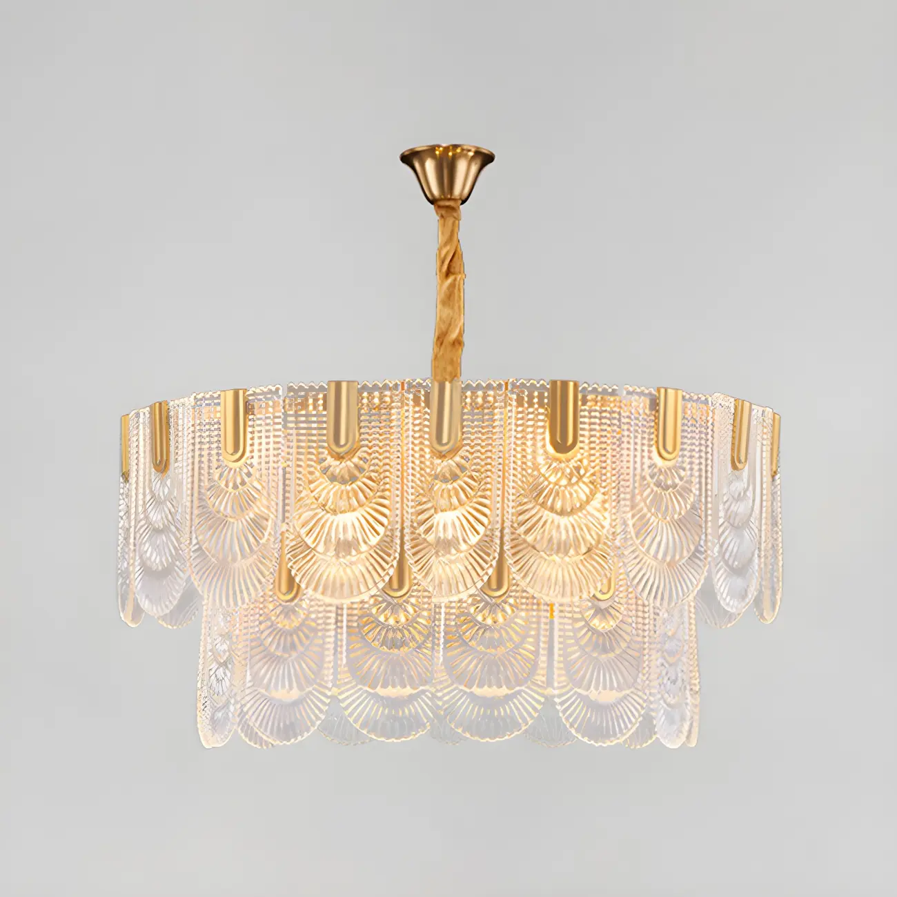 Luxury Gold Metal Island Pendant Light with Glass Accents