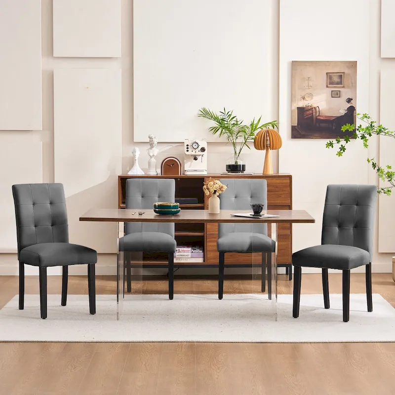 FERPIT Faux Leather Tufted Upholstered Dining Chairs Set of 2 - 17.5W x 23D x 36.5H