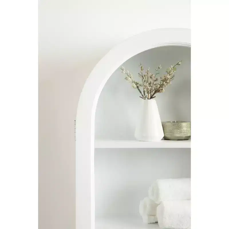 Kate and Laurel Arcott Arch Wall Cabinet, 16x7x24 White