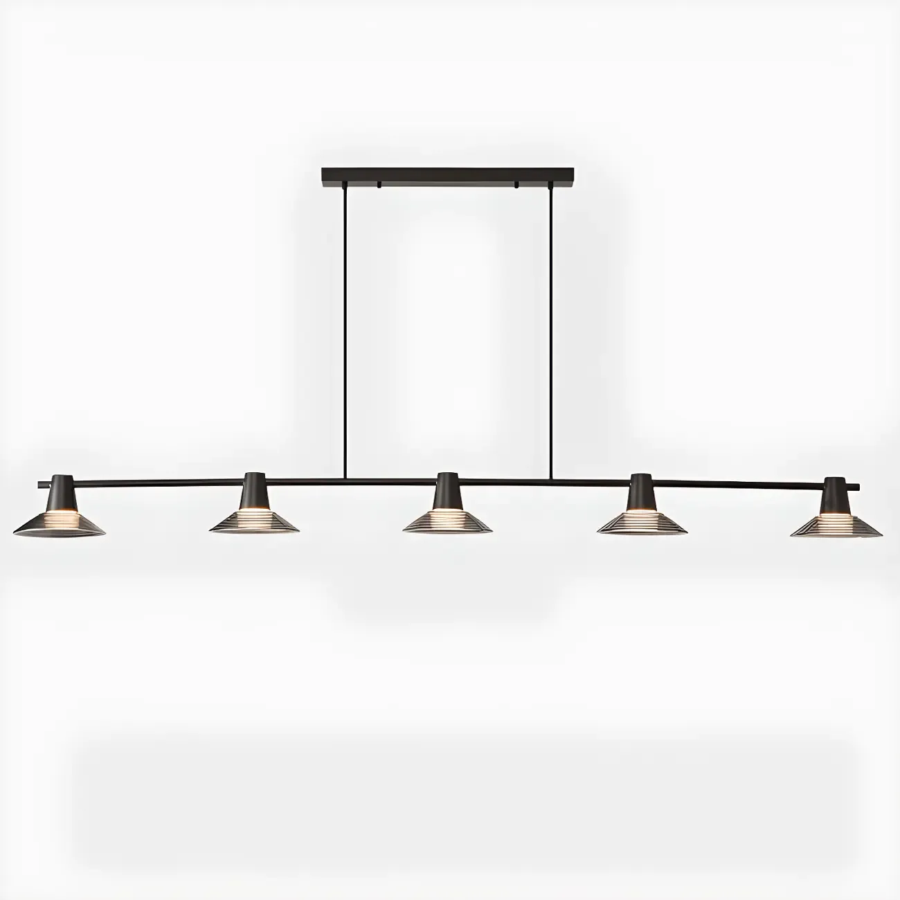 Modern Black Cone Glass 3-Light Island Light