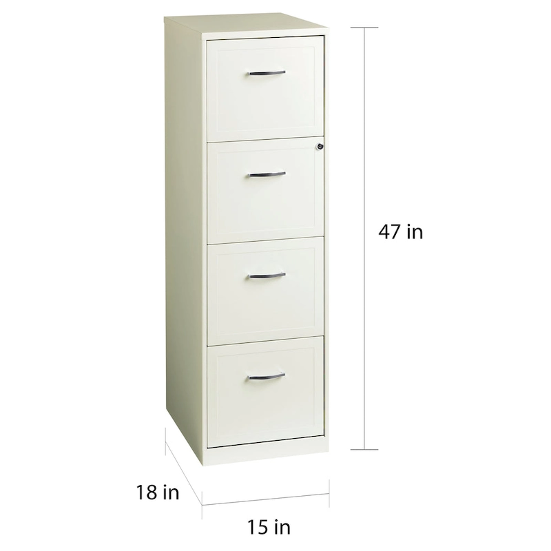 Space Solutions Pearl White 4 Drawer Metal Vertical File Cabinet