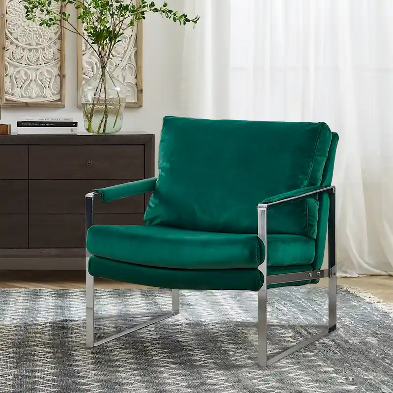 Faux Leather Upholstered Accent Chair with Steel Sled Base – Single Seat, Multiple Colors