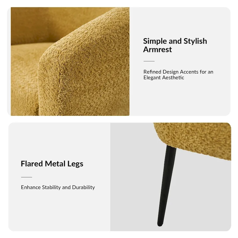 Hal Modern Boucle Armchair with Metal Legs by HULALA HOME