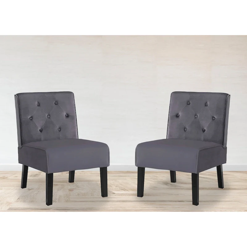 Nixon Velvet Tufted Back Accent Chair Set of 2