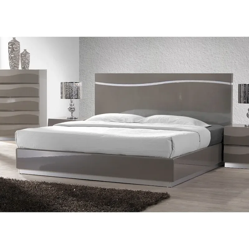 4-piece Devlin Grey Glossy King-size Bedroom