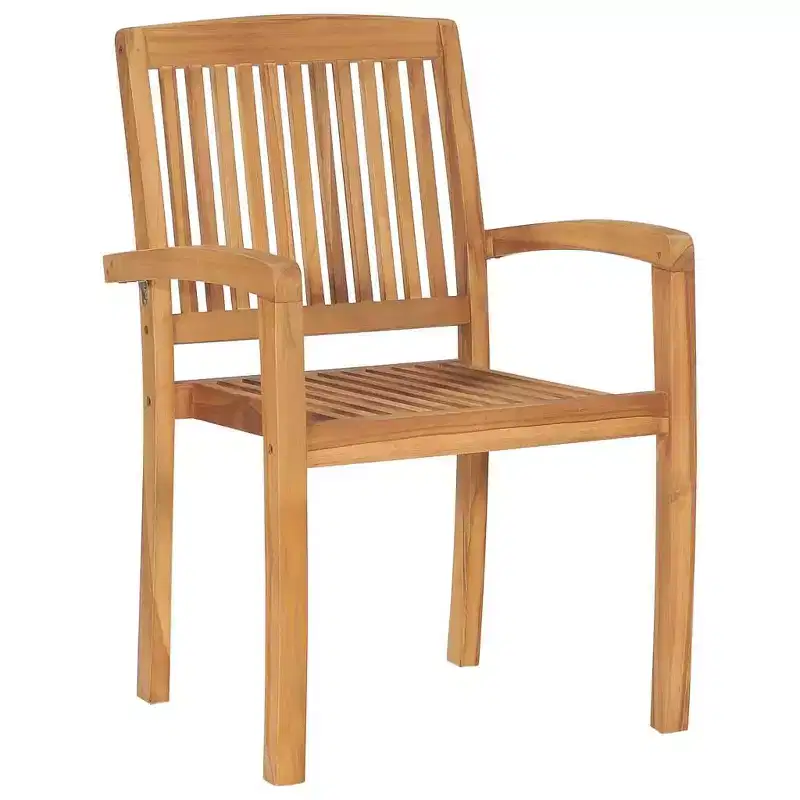 vidaXL 1/2x Solid Teak Wood Stacking Garden Dining Chair Patio Lounge Seating