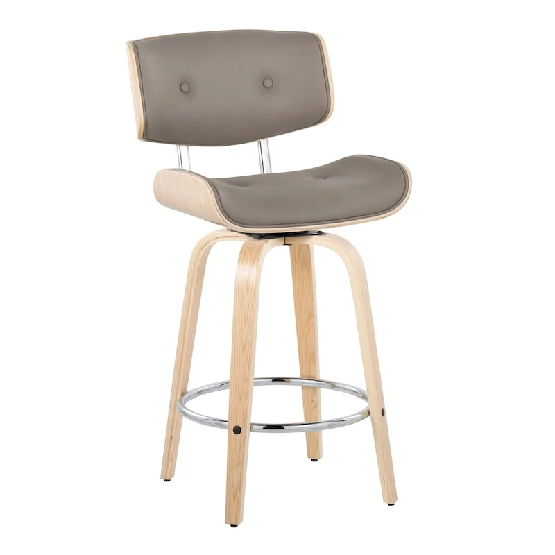 Leksand 26 Fixed-Height Counter Stool with Bent Wood Legs (Set of 2)
